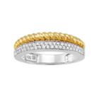 1/4 Carat T.w. Diamond 14k Gold Two Tone Twist Ring, Women's, Size: 7, White