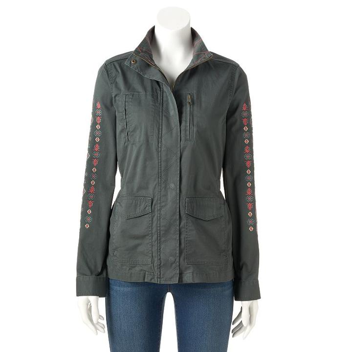 Women's Sonoma Goods For Life&trade; Embroidered Utility Jacket, Size: Large, Grey
