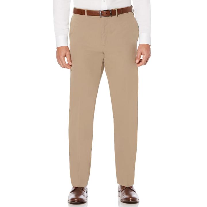 Men's Savane Active Flex 4-way Stretch Flat Front Dress Pant, Size: 40x30, Beig/green (beig/khaki)