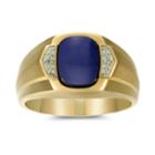 Men's 10k Gold Simulated Sapphire & Diamond Accent Cabochon Ring, Size: 10, Blue
