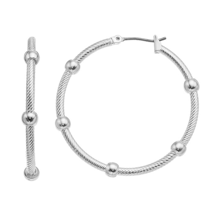 Dana Buchman Studded Hoop Earrings, Women's, Silver