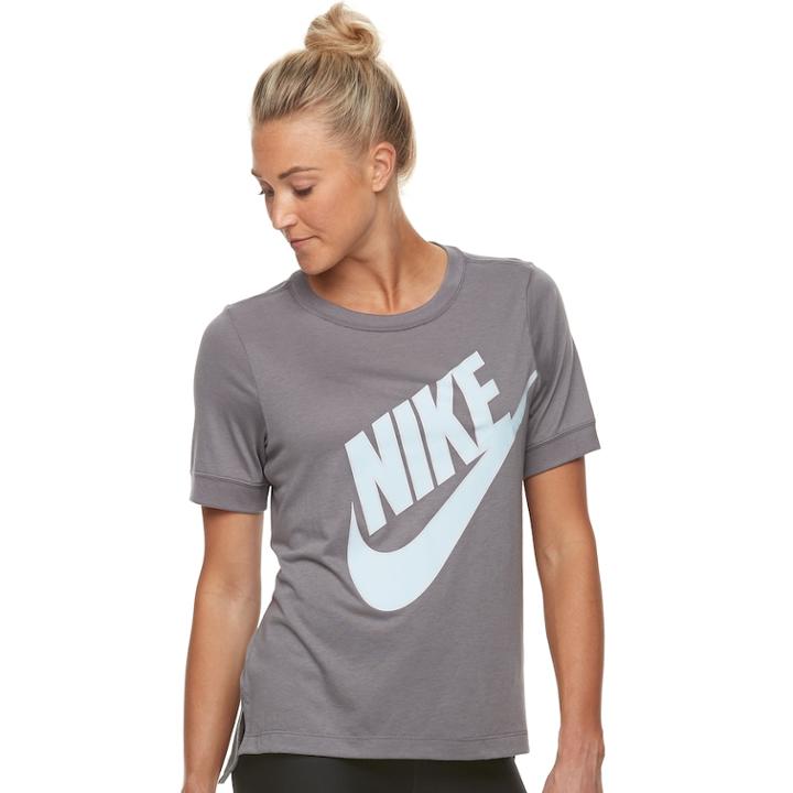 Women's Nike Sportswear Short Sleeve Graphic Top, Size: Small, Med Grey