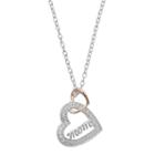 Lily & Lace Cubic Zirconia Two Tone Double Heart Mom Pendant Necklace, Women's, White
