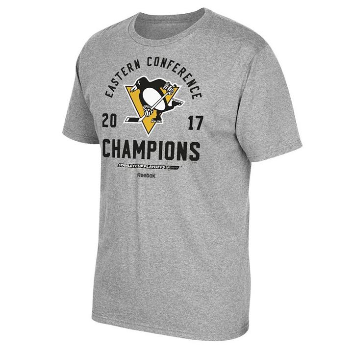 Men's Reebok Pittsburgh Penguins 2017 Conference Champions Classic Tee, Size: Medium, Grey