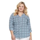 Plus Size Croft & Barrow&reg; Crepe Button-down Shirt, Women's, Size: 2xl, Turquoise/blue (turq/aqua)