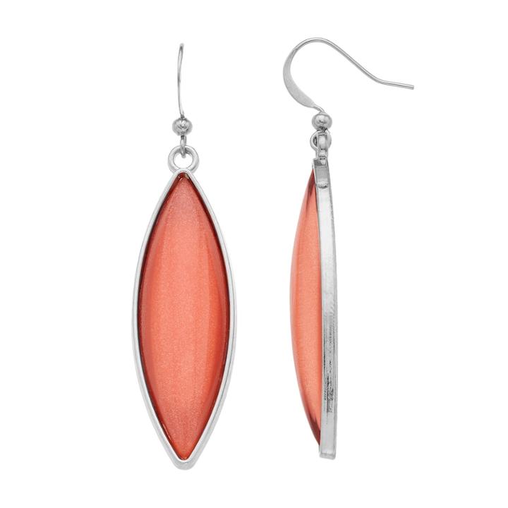 Peach Cabochon Nickel Free Drop Earrings, Women's, Pink