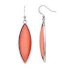 Peach Cabochon Nickel Free Drop Earrings, Women's, Pink