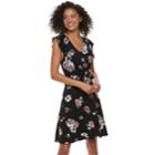 Juniors' American Rag Ruffled Floral Dress, Size: Large, Black