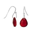 Sterling Silver Glass Teardrop Earrings, Women's, Red