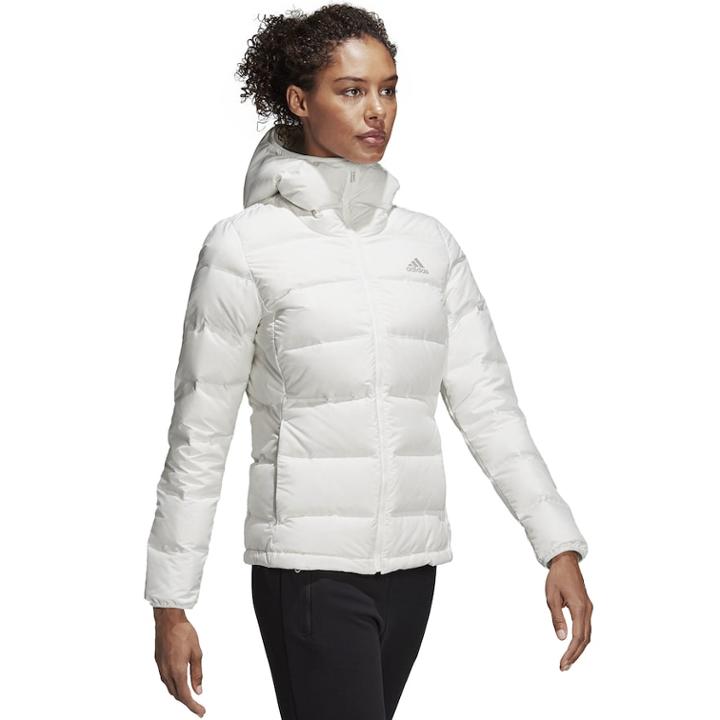 Women's Adidas Outdoor Helionic Hooded Down Jacket, Size: Medium, White