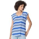 Women's Chaps Striped Georgette Top, Size: Large, Blue