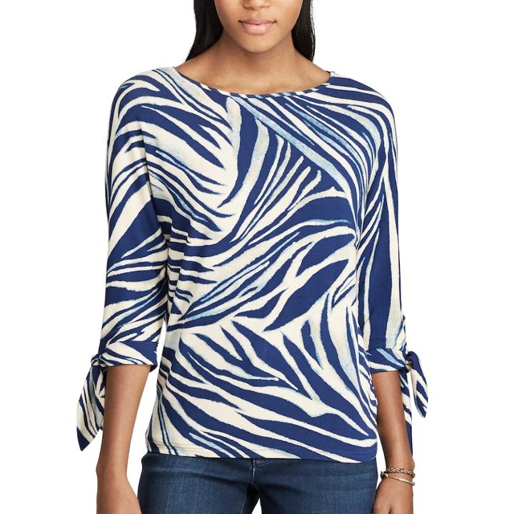 Women's Chaps Print Tie Sleeve Top, Size: Xs, Pink Ovrfl