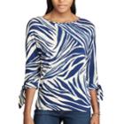 Women's Chaps Print Tie Sleeve Top, Size: Xs, Pink Ovrfl