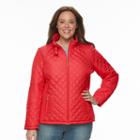 Plus Size Weathercast Solid Quilted Jacket, Women's, Size: 1xl, Red