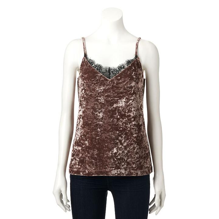 Women's Jennifer Lopez Crushed Velvet Cami, Size: Large, Lt Brown