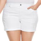 Plus Size Jennifer Lopez Rockin Cuffed Boyfriend Shorts, Women's, Size: 18 W, White