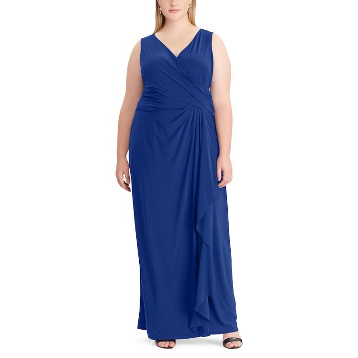 Plus Size Chaps Ruffled Evening Gown, Women's, Size: 16 W, Blue