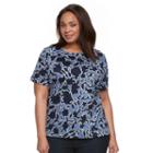 Plus Size Croft & Barrow&reg; Essential Crewneck Tee, Women's, Size: 4xl, Blue (navy)