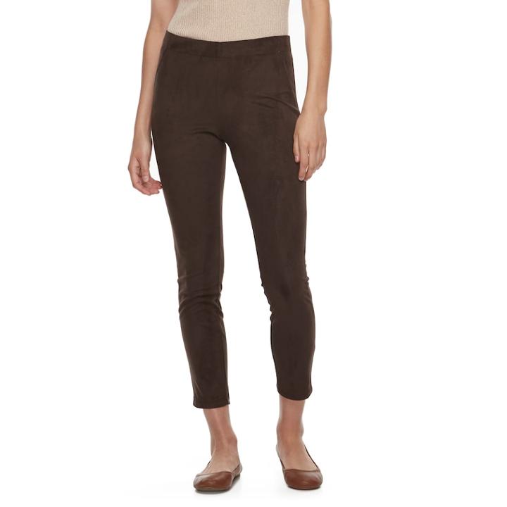 Utopia By Hue Suede Skimmer Leggings, Women's, Size: Large, Med Brown