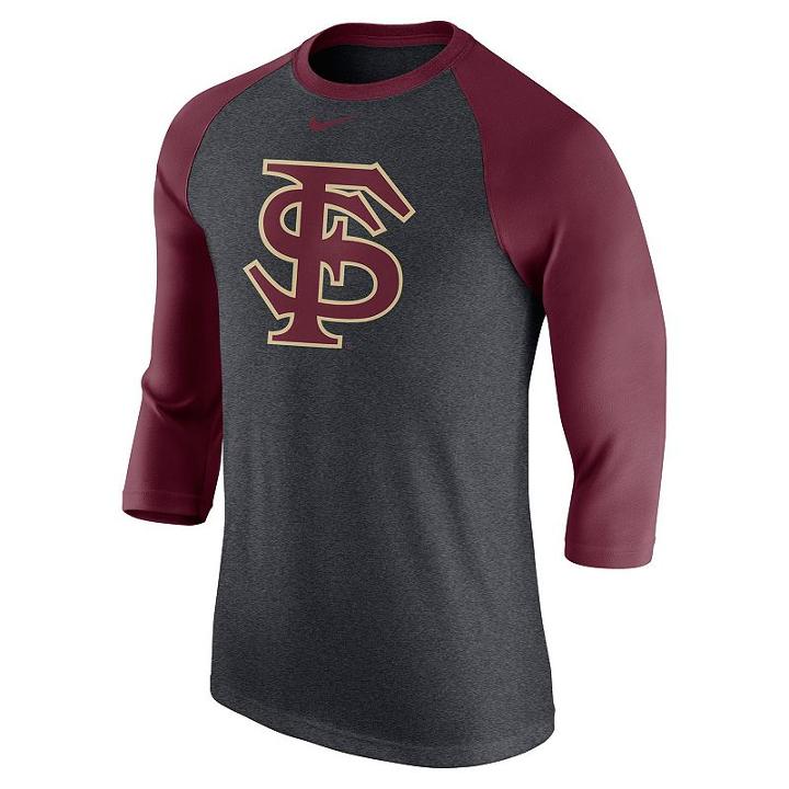 Men's Nike Florida State Seminoles Tri-blend Raglan Tee, Size: Large, Black