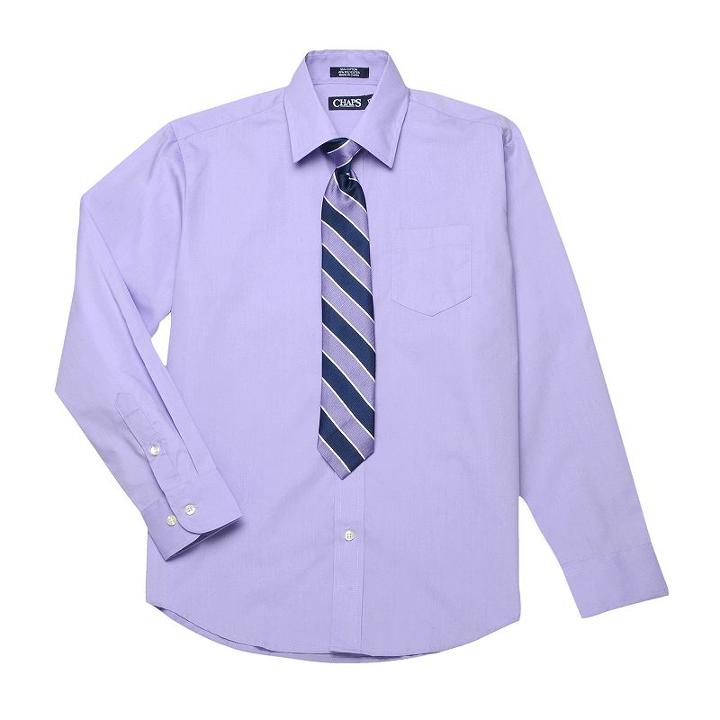Boys 4-20 Chaps Dress Shirt & Tie Set, Boy's, Size: 10, Med Purple