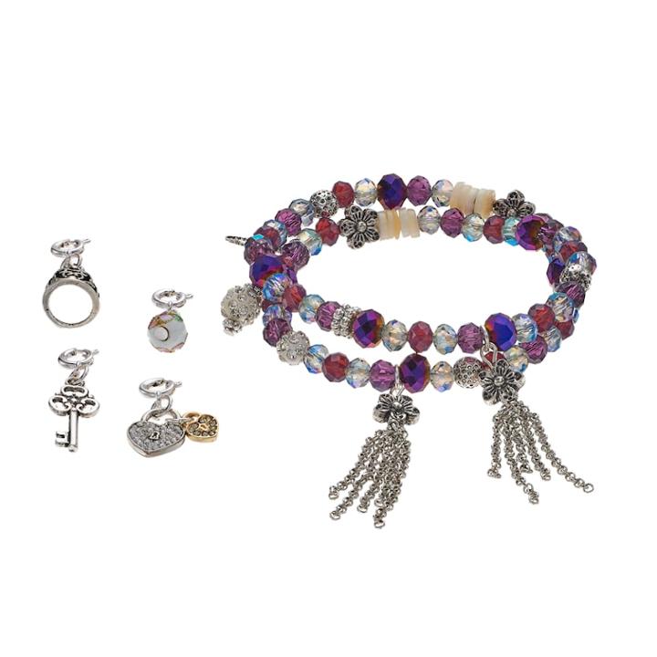 Believe In Heart Lock & Key Charm Beaded Stretch Bracelet Set, Women's, Multicolor