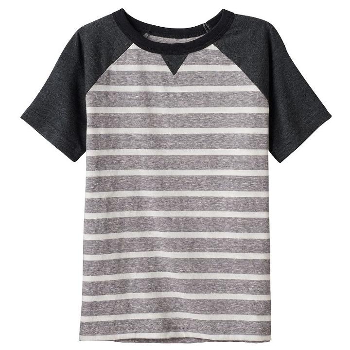 Boys 4-10 Jumping Beans&reg; Striped Raglan Tee, Boy's, Size: 7, Dark Grey