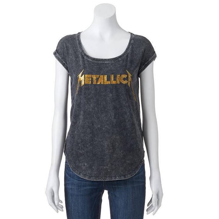 Women's Rock & Republic® Metallica Acid Wash Tee, Size: Small, Black