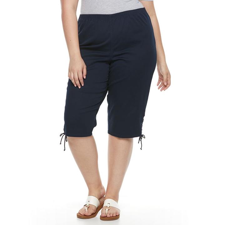 Croft & Barrow, Plus Size &reg; Lace-up Skimmer Capris, Women's, Size: Regular, Blue