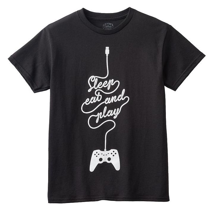 Boys 8-20 Sleep, Eat & Play Tee, Boy's, Size: Small, Black