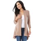 Women's Ab Studio Shark-bite Hem Open-front Cardigan, Size: Xlrg Av/rg, Beige Oth