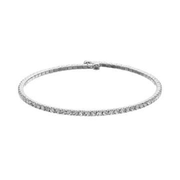 Duchess Of Dazzle Crystal Silver Tone Bangle Bracelet, Women's, White