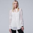 Women's Simply Vera Vera Wang Embroidered Pintuck Tunic, Size: Large, White Oth