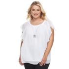 Plus Size Ab Studio Chiffon Necklace Top, Women's, Size: 3xl, White Oth