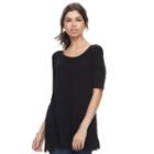 Juniors' So&reg; Solid Elbow Sleeve Tunic, Teens, Size: Small, Black
