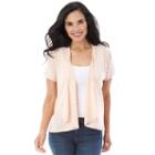 Women's Ab Studio Short Sleeve Cardigan, Size: Small, Lt Orange