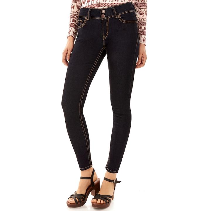 Juniors' Wallflower Luscious Curvy Skinny Jeans, Teens, Size: 0, Light Grey