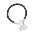 Logoart Colorado Rockies Devotion Silver Tone Crystal Charm Bracelet, Women's, Size: 8, Purple