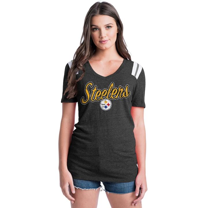 Women's Pittsburgh Steelers Triblend Tee, Size: Medium, Black