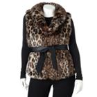 Plus Size Excelled Leopard Faux-fur Vest, Women's, Size: 1xl, Multicolor