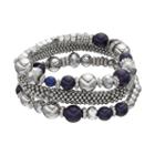 Blue Bead & Popcorn Chain Stretch Bracelet Set, Women's