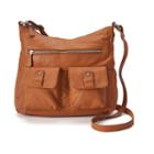 R & R Leather Pocket Tumbled Leather Hobo, Women's, Lt Brown