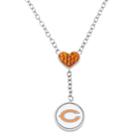 Chicago Bears Crystal Heart & Logo Y Necklace, Women's, Orange