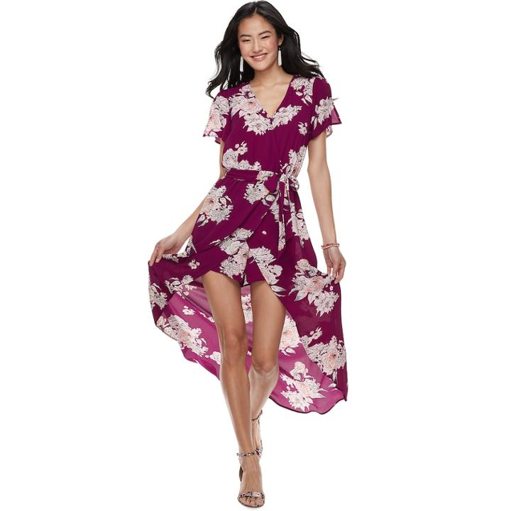 Juniors' Candie's&reg; Floral Maxi Romper, Teens, Size: Small, Drk Purple