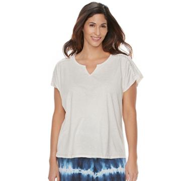 Plus Size Sonoma Goods For Life&trade; Mix & Match Pajamas: Notch Neck Tee, Women's, Size: 1xl, Lt Beige