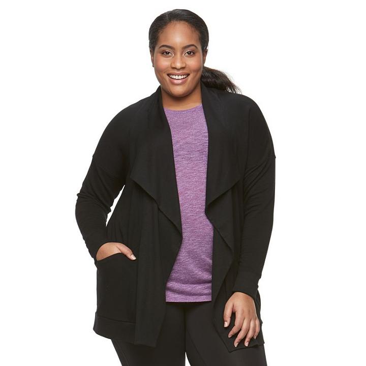 Plus Size Tek Gear&reg; Drop-shoulder Cardigan, Women's, Size: 1xl, Black
