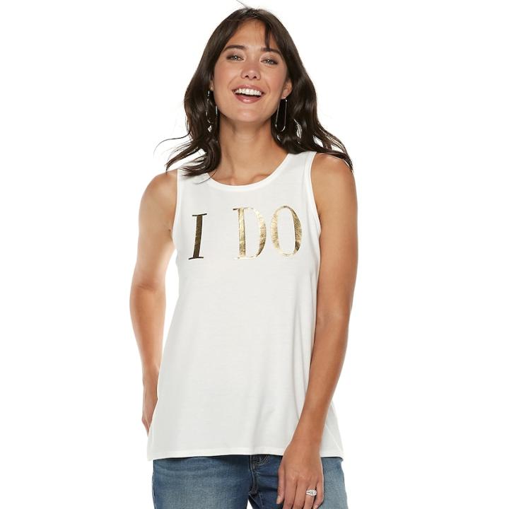 Women's Apt. 9&reg; Bridal Graphic Tank, Size: Xl, White