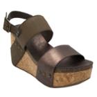 Sugar Jeffrey Women's Platform Wedge Sandals, Size: Medium (7.5), Green