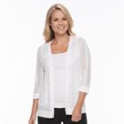 Petite Croft & Barrow&reg; Pointelle Cardigan, Women's, Size: M Petite, White
