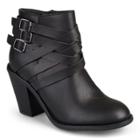 Journee Collection Strap Women's Ankle Boots, Size: 12 Wide, Black